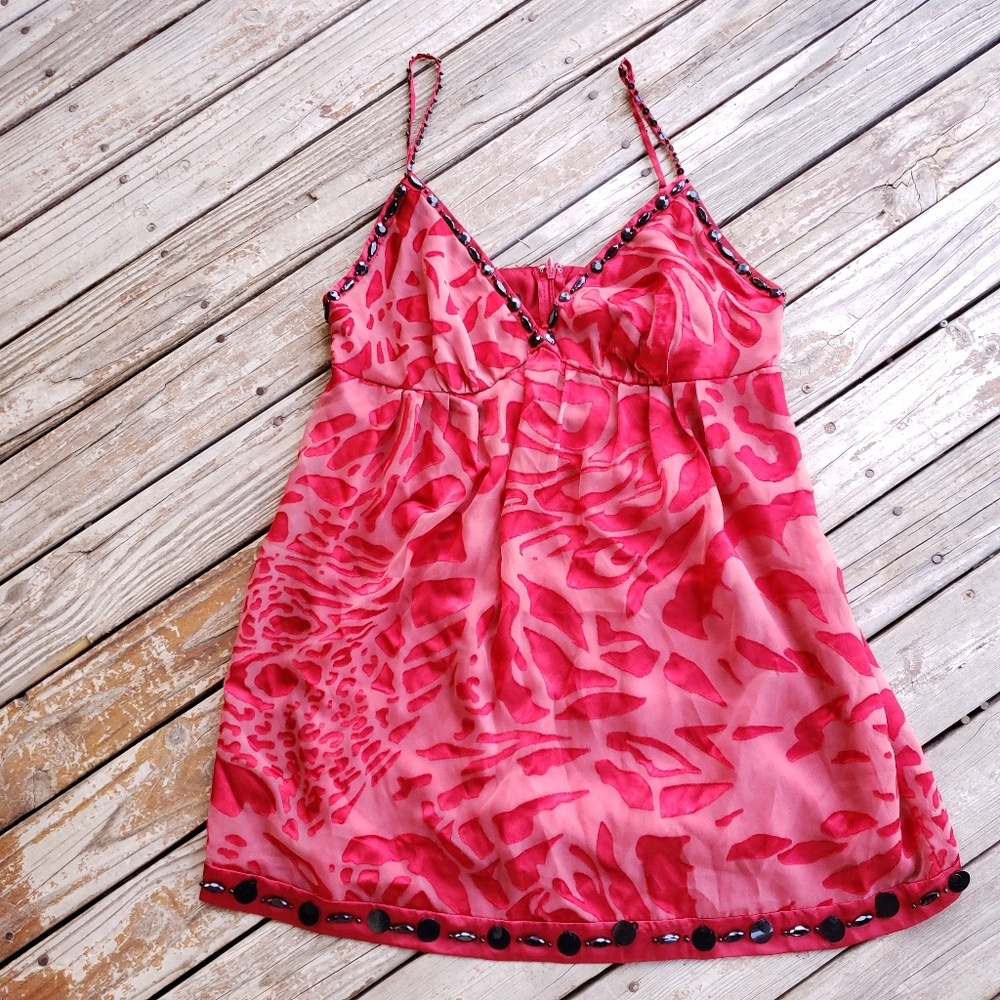 Nicole Miller Red Embellished Camisole Top Size 12
